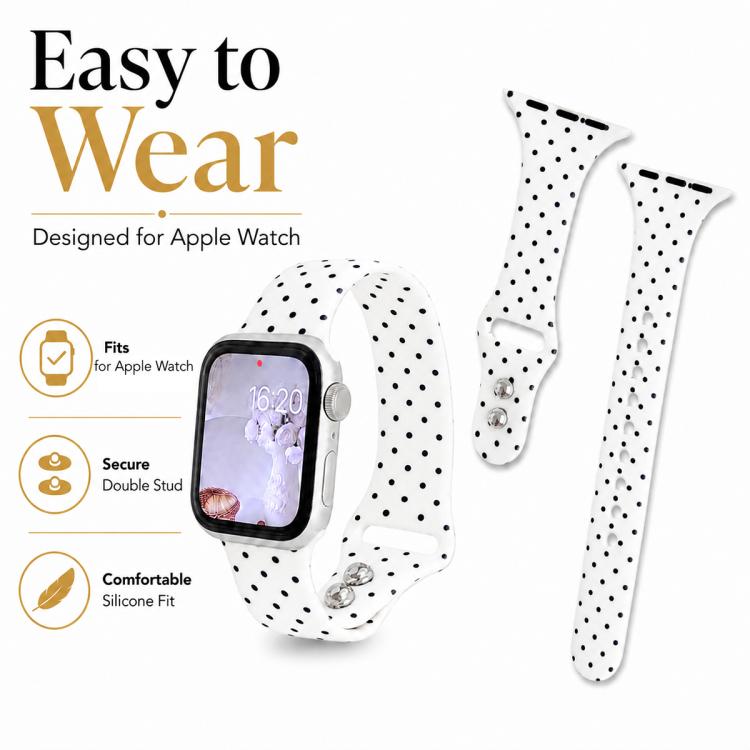For Apple Watch 46mm / 49mm / 45mm / 44mm Slim Dual-Stud Buckle Dots Printed Silicone Watch Band