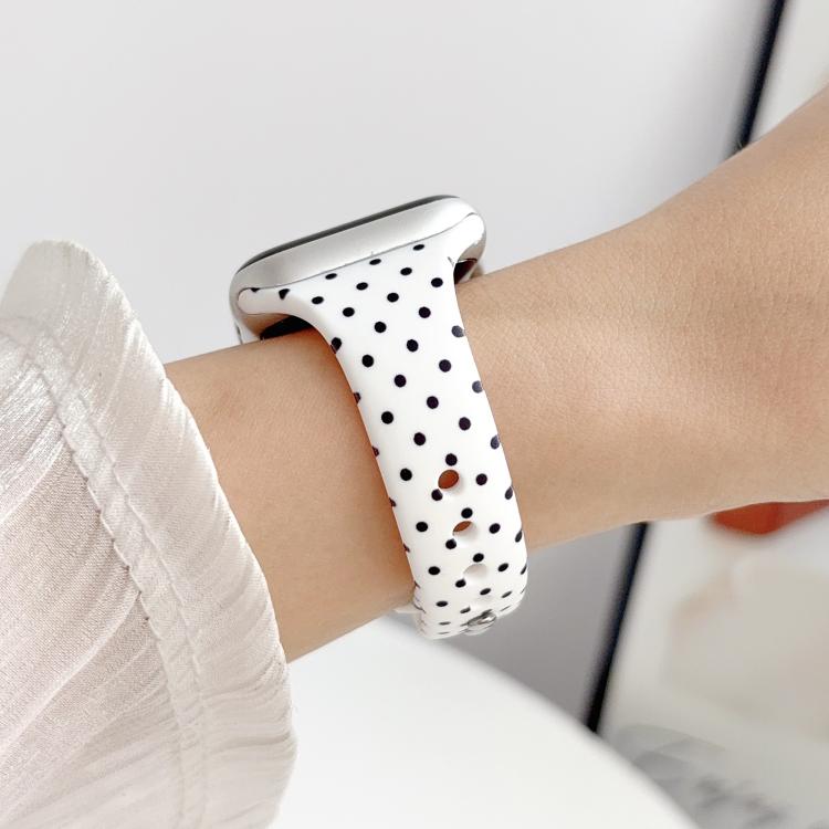For Apple Watch 46mm / 49mm / 45mm / 44mm Slim Dual-Stud Buckle Dots Printed Silicone Watch Band