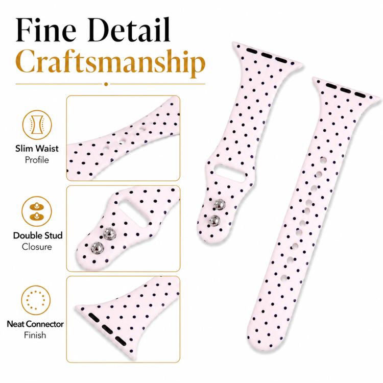 For Apple Watch 46mm / 49mm / 45mm / 44mm Slim Dual-Stud Buckle Dots Printed Silicone Watch Band