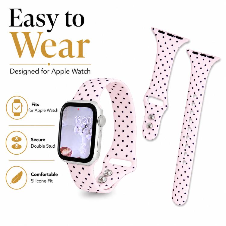 For Apple Watch 46mm / 49mm / 45mm / 44mm Slim Dual-Stud Buckle Dots Printed Silicone Watch Band
