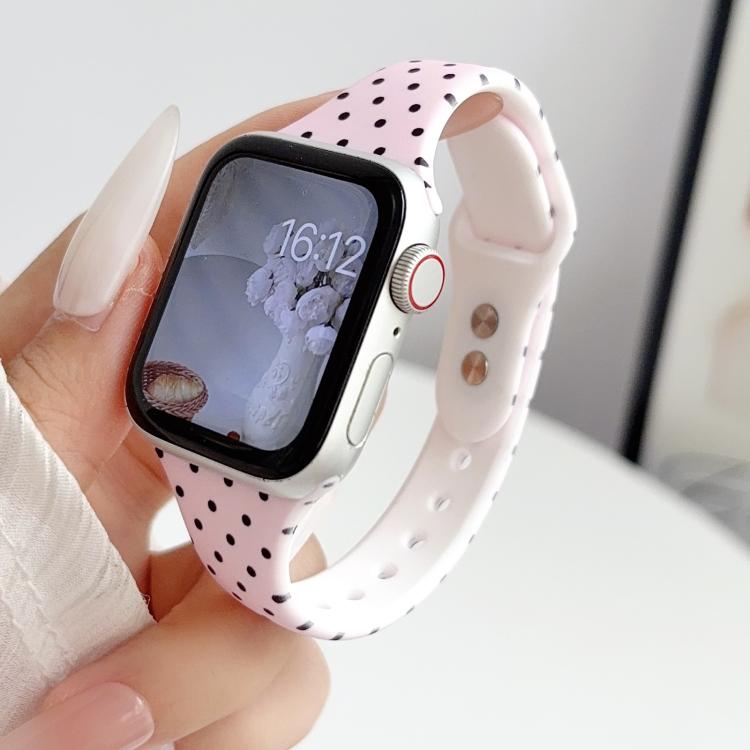 For Apple Watch 46mm / 49mm / 45mm / 44mm Slim Dual-Stud Buckle Dots Printed Silicone Watch Band