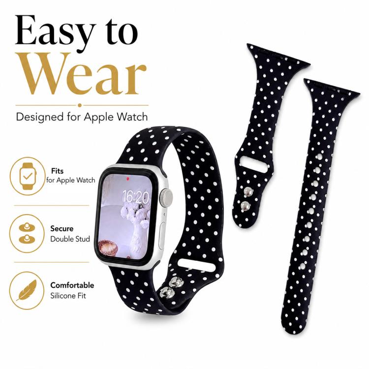 For Apple Watch 46mm / 49mm / 45mm / 44mm Slim Dual-Stud Buckle Dots Printed Silicone Watch Band