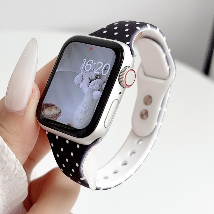 For Apple Watch 46mm / 49mm / 45mm / 44mm Slim Dual-Stud Buckle Dots Printed Silicone Watch Band