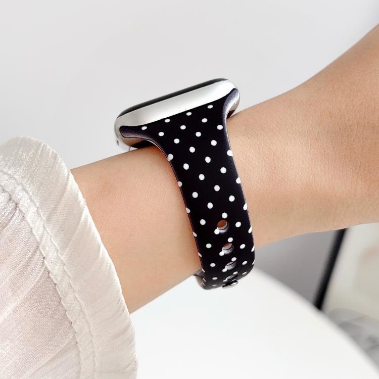 For Apple Watch 46mm / 49mm / 45mm / 44mm Slim Dual-Stud Buckle Dots Printed Silicone Watch Band