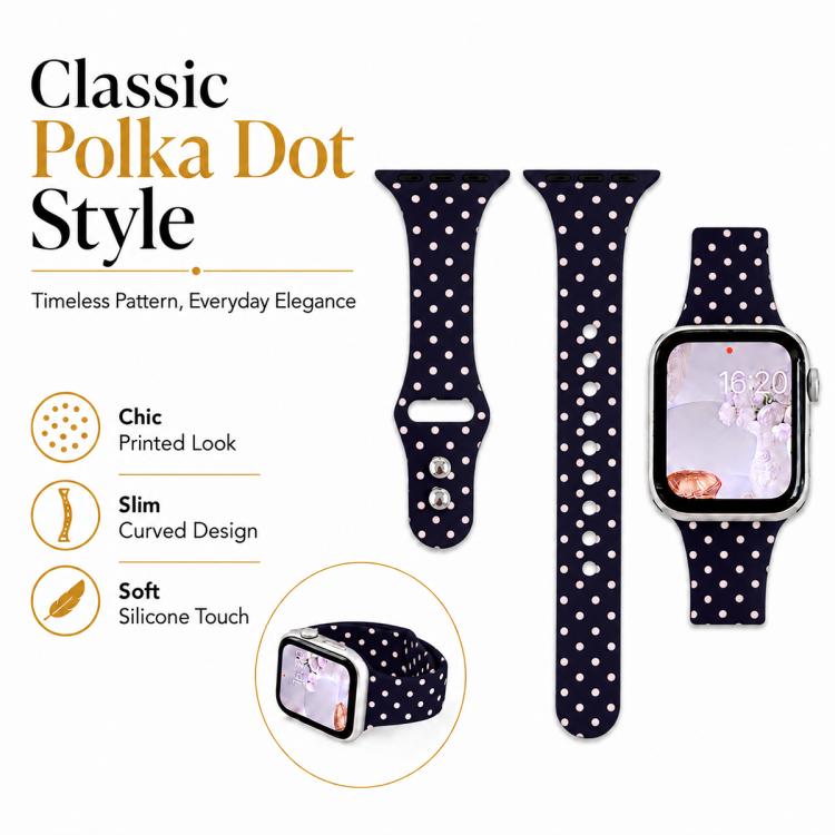 For Apple Watch 46mm / 49mm / 45mm / 44mm Slim Dual-Stud Buckle Dots Printed Silicone Watch Band