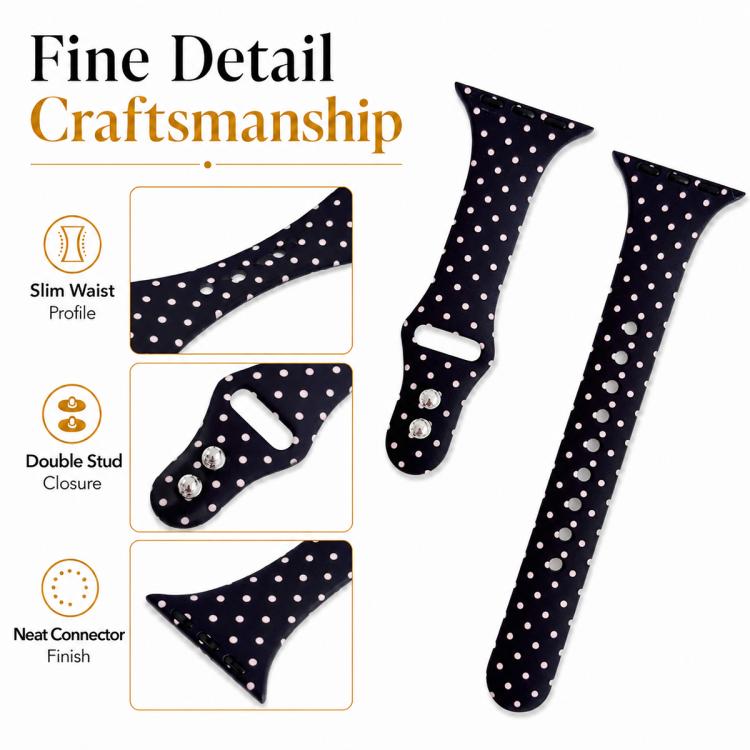 For Apple Watch 46mm / 49mm / 45mm / 44mm Slim Dual-Stud Buckle Dots Printed Silicone Watch Band