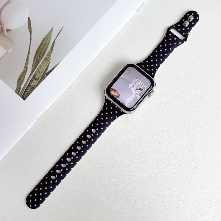 For Apple Watch 46mm / 49mm / 45mm / 44mm Slim Dual-Stud Buckle Dots Printed Silicone Watch Band