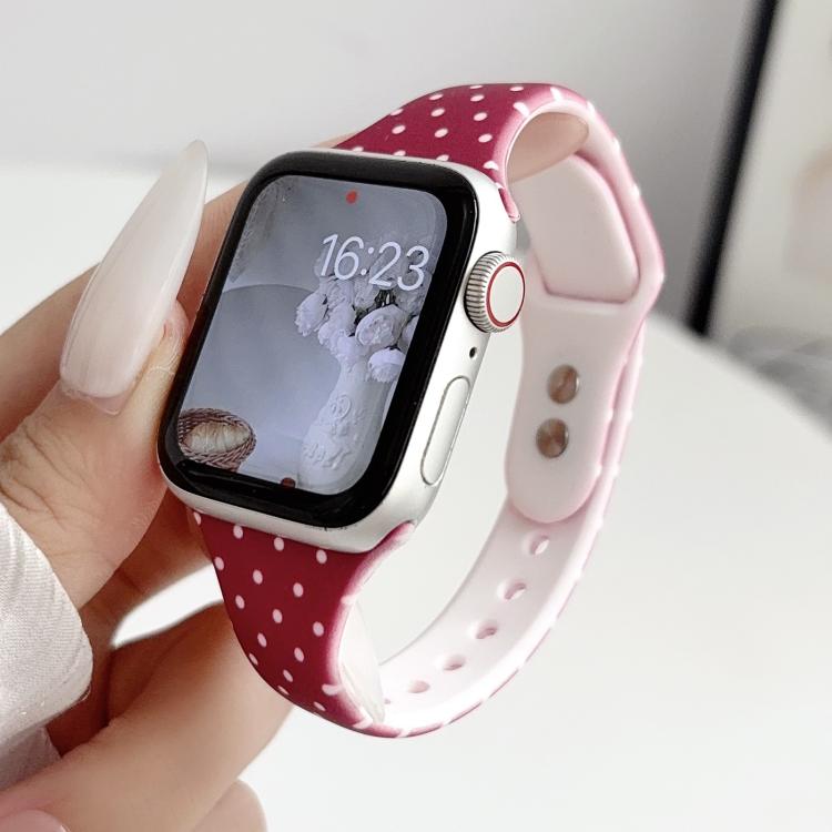 For Apple Watch 46mm / 49mm / 45mm / 44mm Slim Dual-Stud Buckle Dots Printed Silicone Watch Band