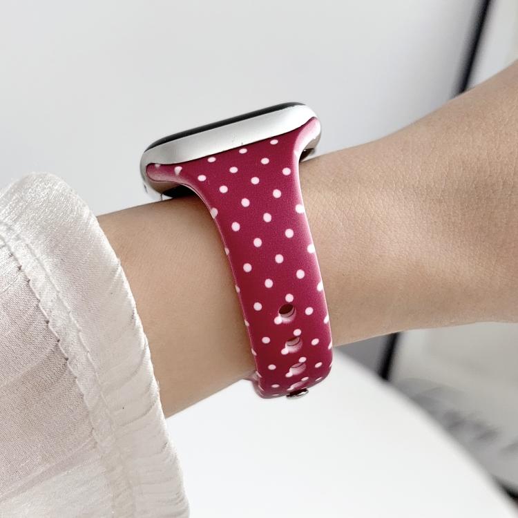 For Apple Watch 46mm / 49mm / 45mm / 44mm Slim Dual-Stud Buckle Dots Printed Silicone Watch Band