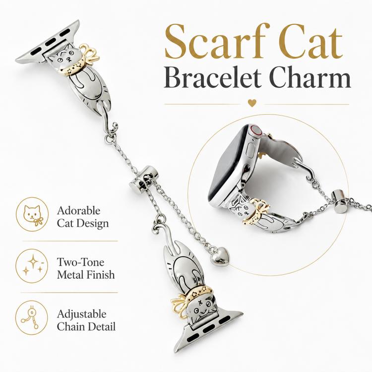 For Apple Watch 46mm / 49mm / 45mm / 44mm Line Cat Chain Bracelet Metal Watch Band