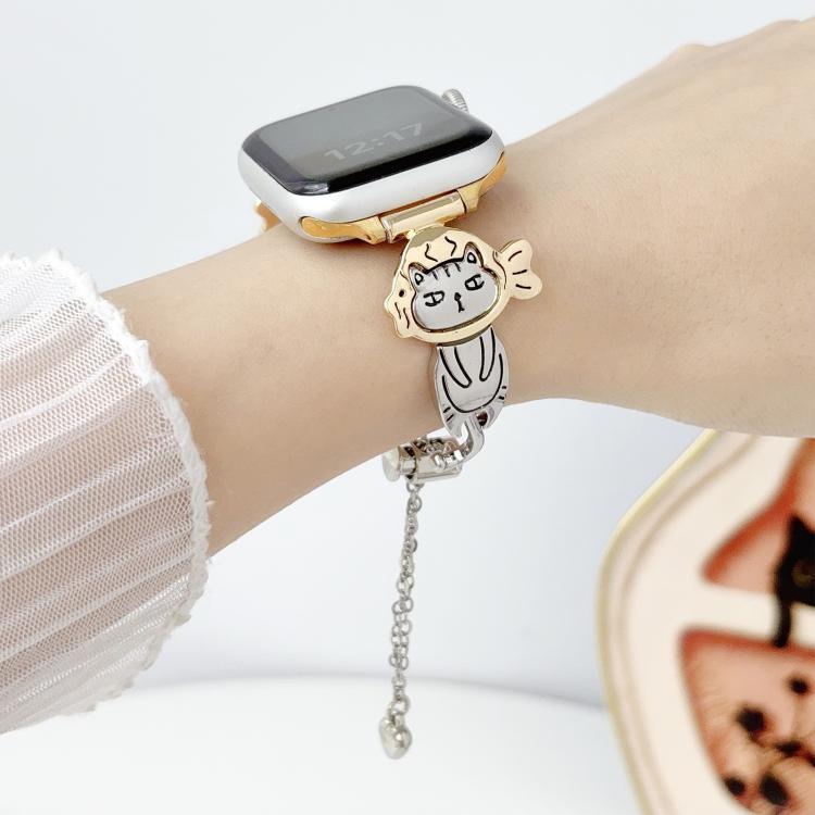 For Apple Watch 42mm / 41mm / 40mm / 38mm Line Cat Chain Bracelet Metal Watch Band
