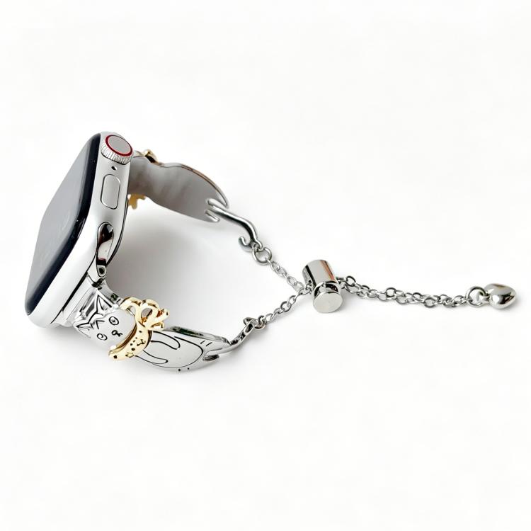For Apple Watch 42mm / 41mm / 40mm / 38mm Line Cat Chain Bracelet Metal Watch Band