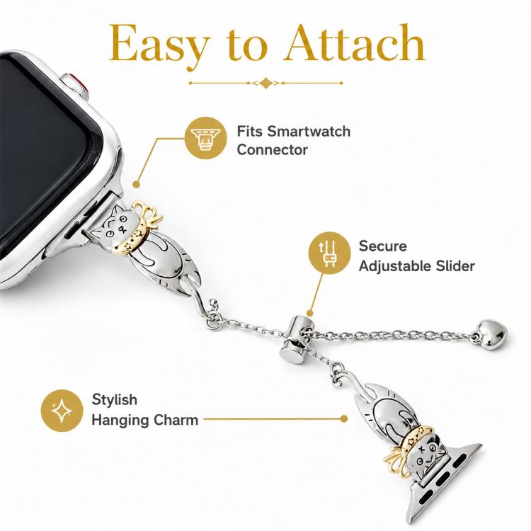 For Apple Watch 42mm / 41mm / 40mm / 38mm Line Cat Chain Bracelet Metal Watch Band