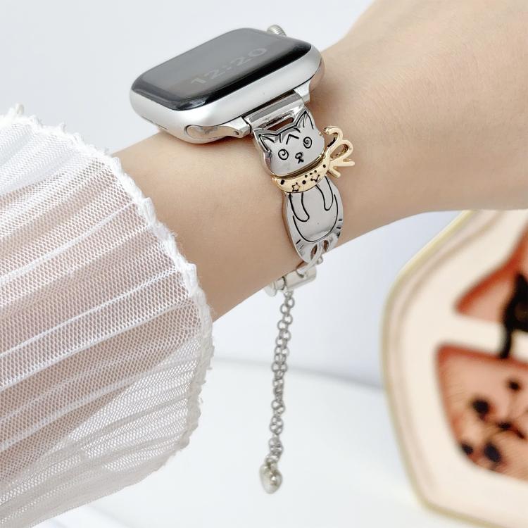 For Apple Watch 42mm / 41mm / 40mm / 38mm Line Cat Chain Bracelet Metal Watch Band