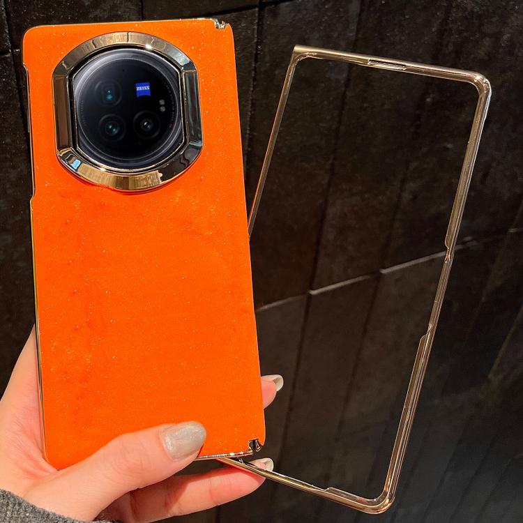 For vivo X Fold3 Starry Sparkle Orange Shockproof Phone Case with Frame