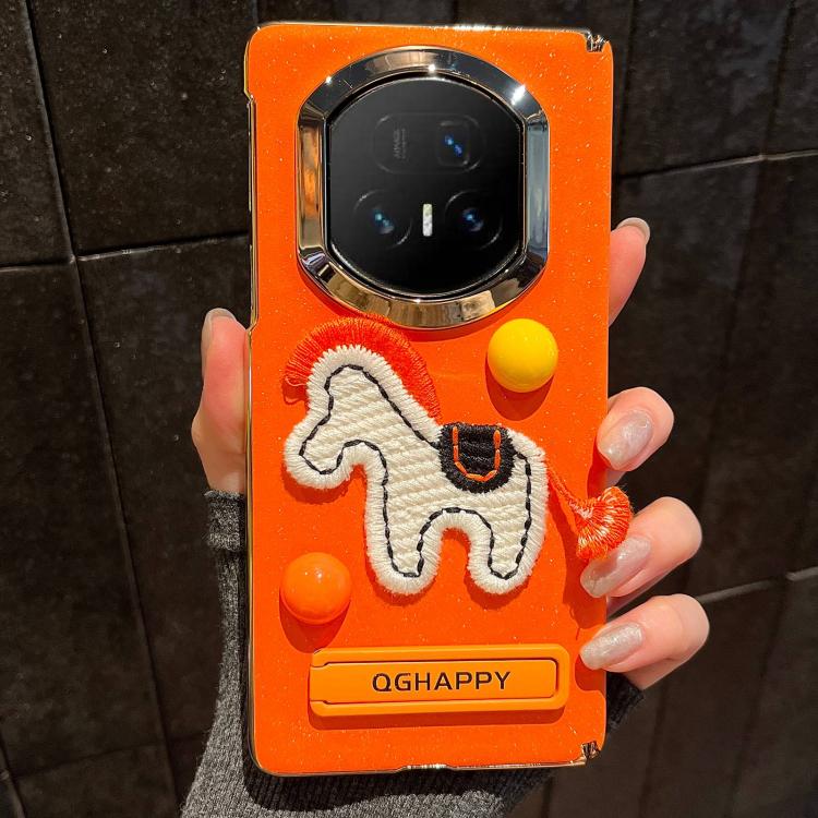 For Honor Magic V5 Starry Sparkle Orange Round Ball Pony Phone Case
