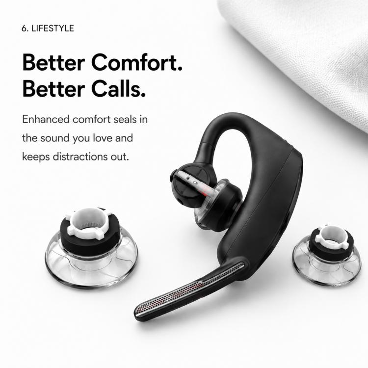 For Plantronics Voyager Legend / 50 / UC XDcase 6pcs / Set Replacement TPU Ear Tips & Sponge Kit, L Size - Transparent
