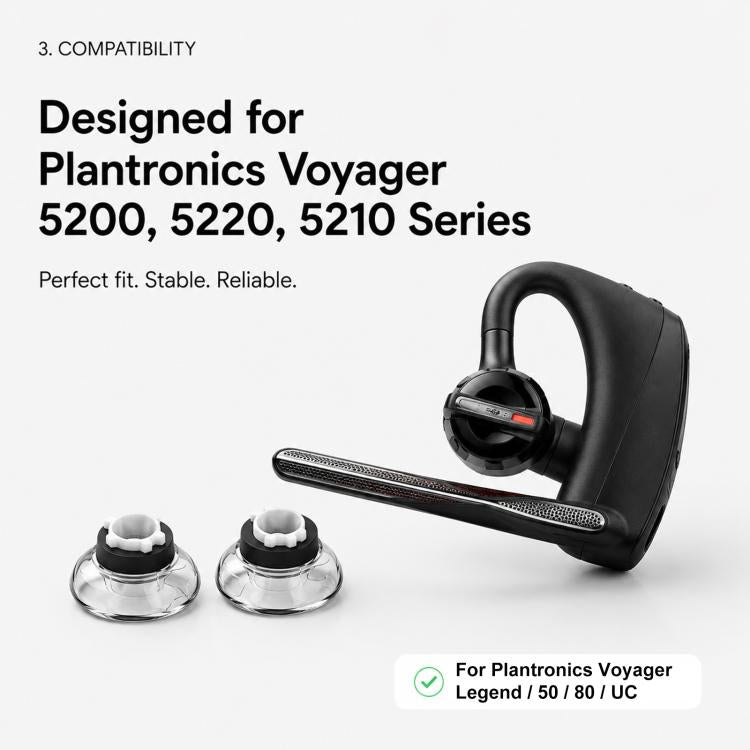 For Plantronics Voyager Legend / 50 / UC XDcase 6pcs / Set Replacement TPU Ear Tips & Sponge Kit, L Size - Transparent