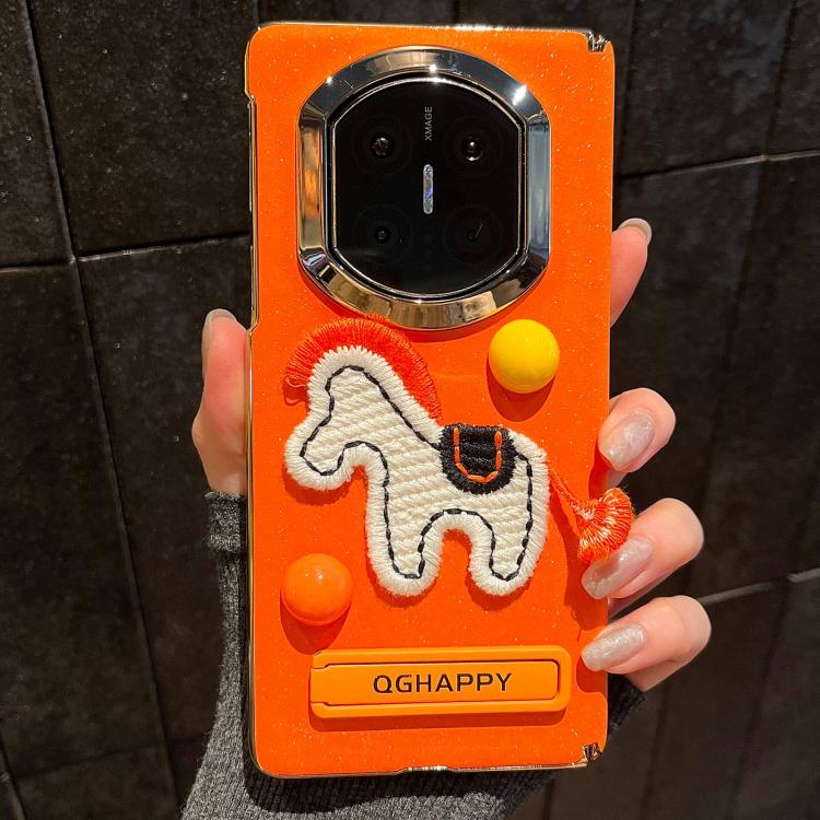 For Huawei Mate X7 Starry Sparkle Orange Round Ball Pony Phone Case