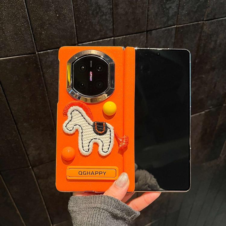 For Huawei Mate X6 Starry Sparkle Orange Round Ball Pony Phone Case with Frame