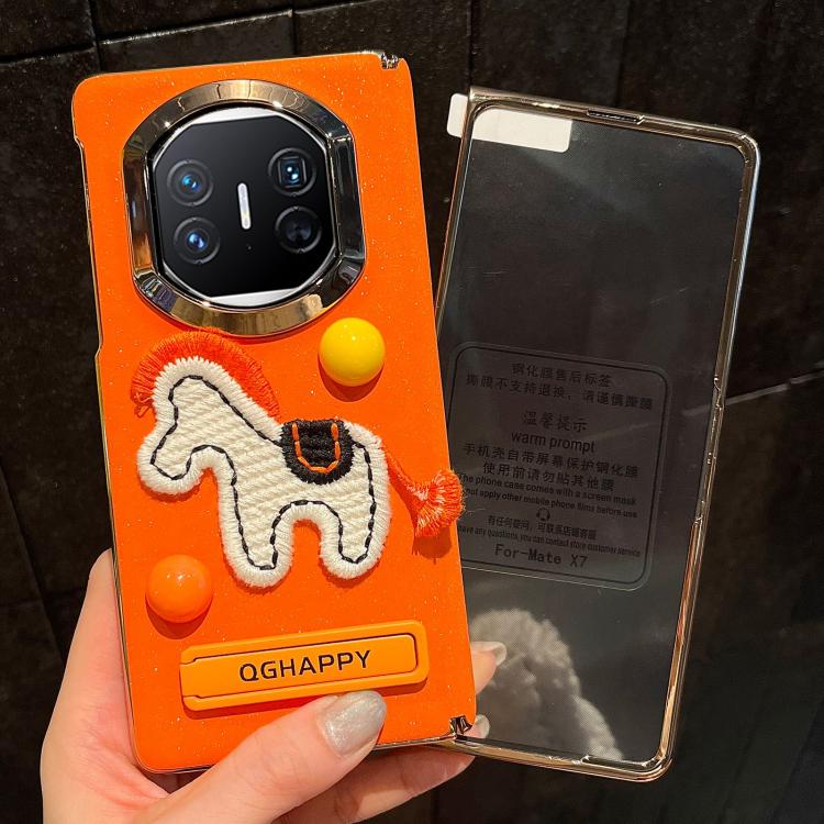 For Huawei Mate X5 Integrated Starry Sparkle Orange Round Ball Pony Phone Case
