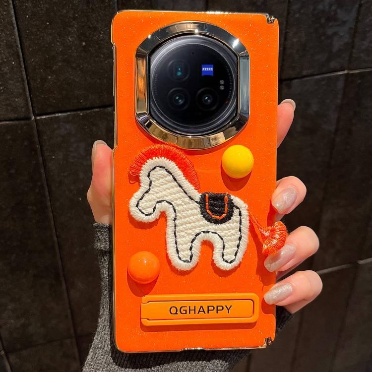 For vivo X Fold3 Starry Sparkle Orange Round Ball Pony Phone Case