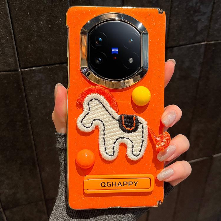 For vivo X Fold5 Starry Sparkle Orange Round Ball Pony Phone Case