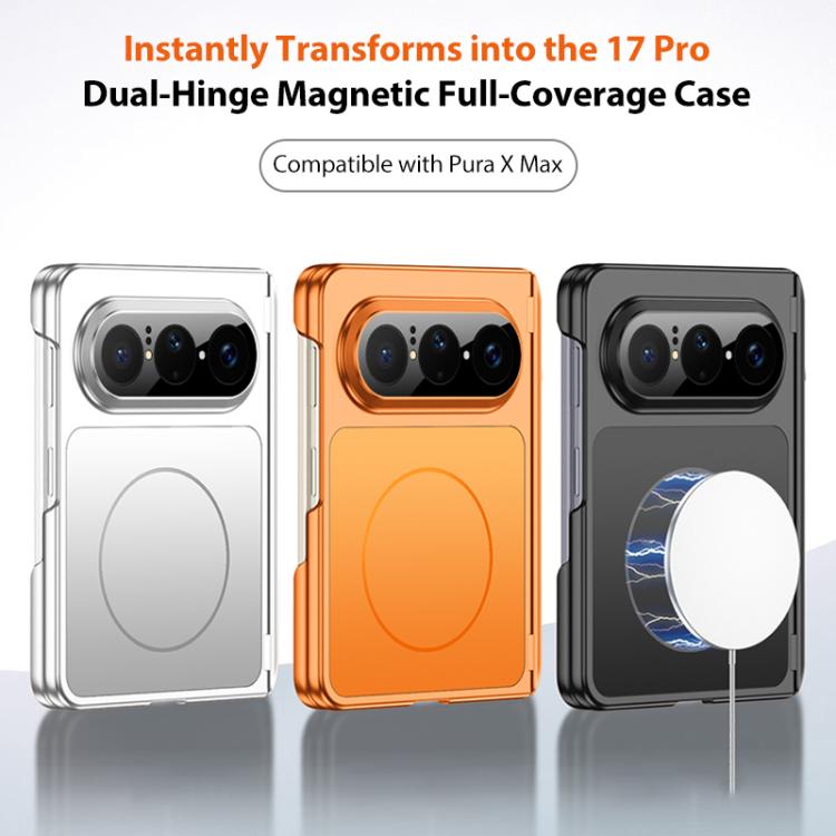 For Huawei Pura X Max GKK Change to 17 Pro Series Dual Center Magnetic Full Coverage Phone Case with Side Cover Holder