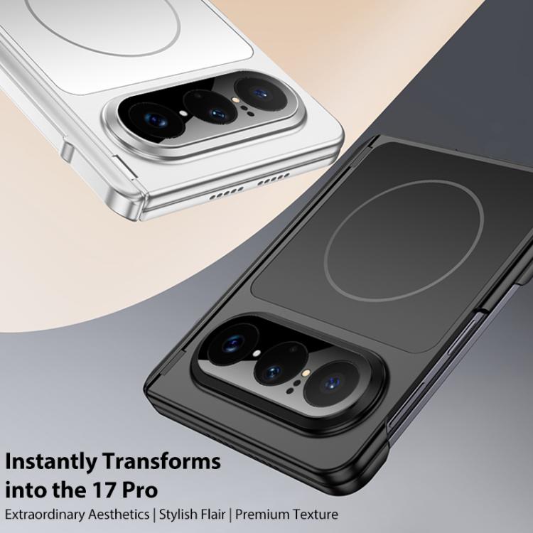 For Huawei Pura X Max GKK Change to 17 Pro Series Dual Center Magnetic Full Coverage Phone Case with Side Cover Holder