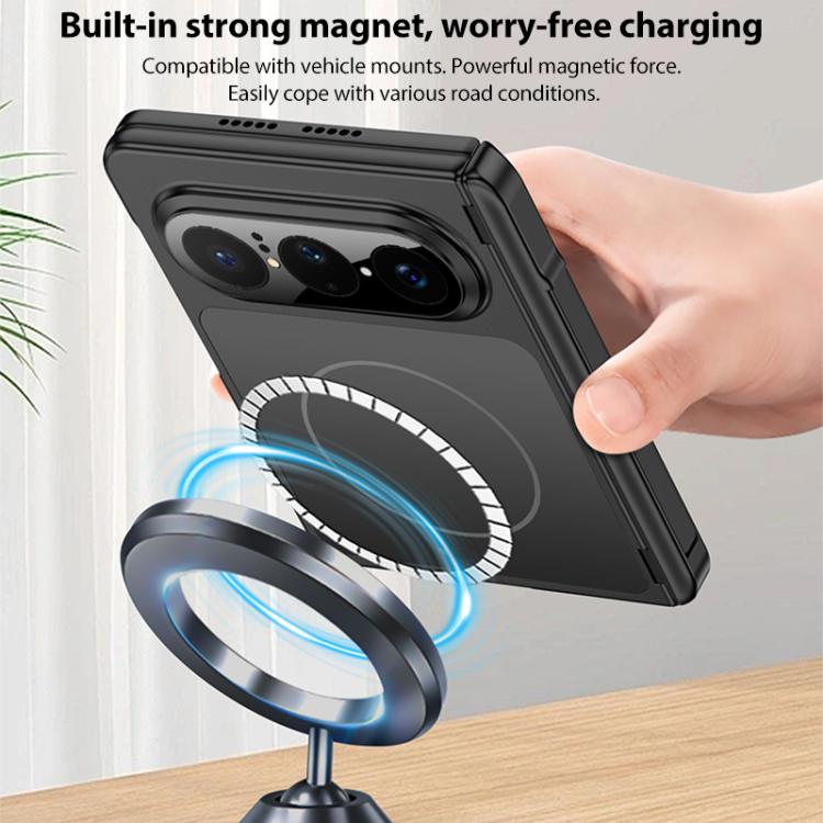 For Huawei Pura X Max GKK Change to 17 Pro Series Dual Center Magnetic Full Coverage Phone Case with Side Cover Holder