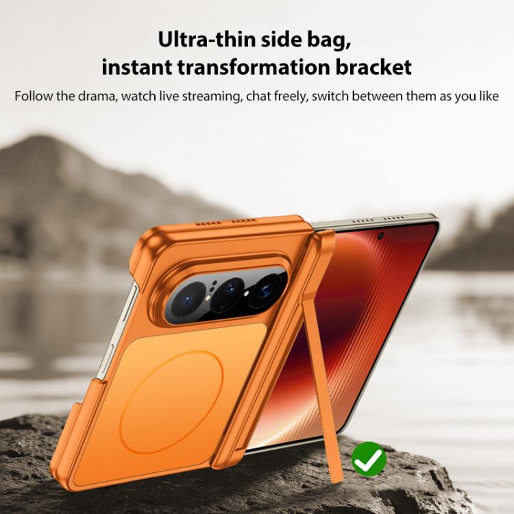 For Huawei Pura X Max GKK Change to 17 Pro Series Dual Center Magnetic Full Coverage Phone Case with Side Cover Holder