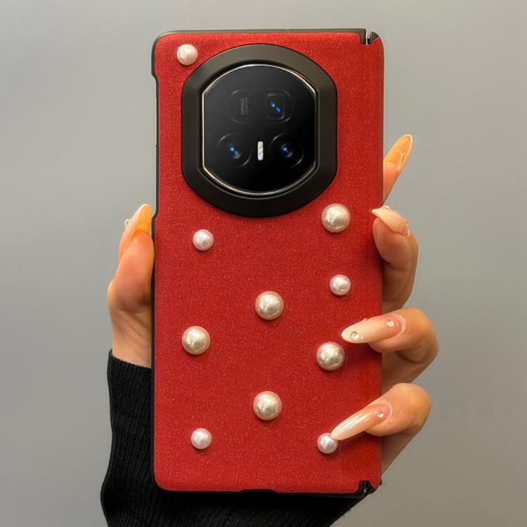 For Honor Magic V5 Star Sparkle 3D Pearl Shockproof Phone Case - Burgundy