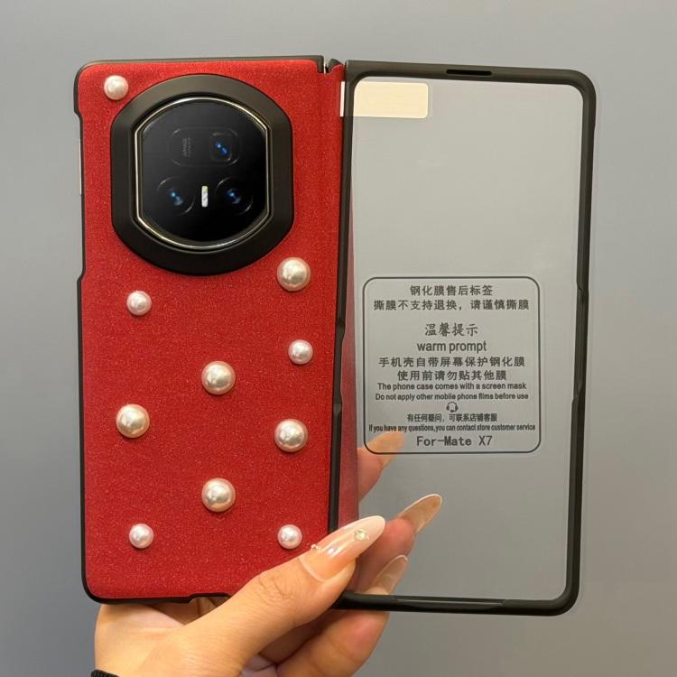 For Honor Magic V5 Integrated Star Sparkle 3D Pearl Shockproof Phone Case - Burgundy