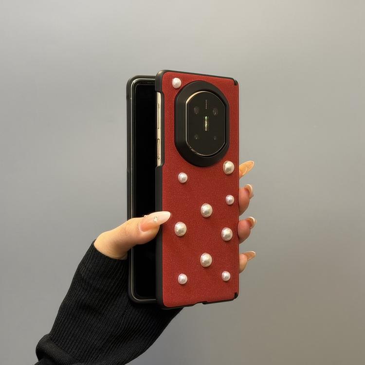 For Honor Magic V5 Integrated Star Sparkle 3D Pearl Shockproof Phone Case - Burgundy