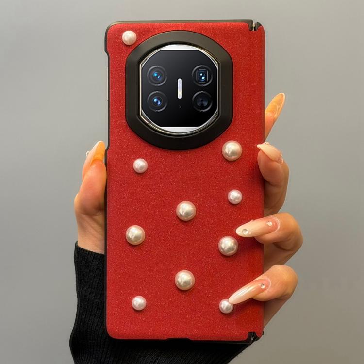 For Huawei Mate X5 Star Sparkle 3D Pearl Shockproof Phone Case - Burgundy