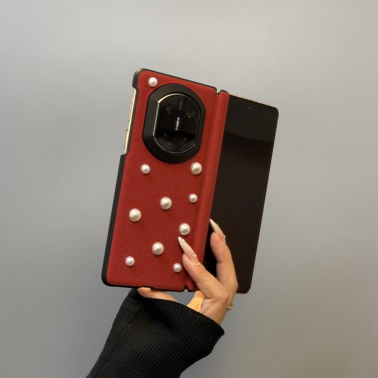 For Huawei Mate X5 Star Sparkle 3D Pearl Shockproof Phone Case - Burgundy