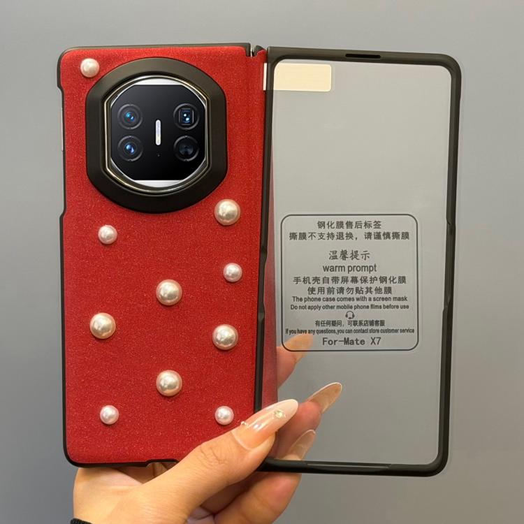 For Huawei Mate X5 Integrated Star Sparkle 3D Pearl Shockproof Phone Case - Burgundy