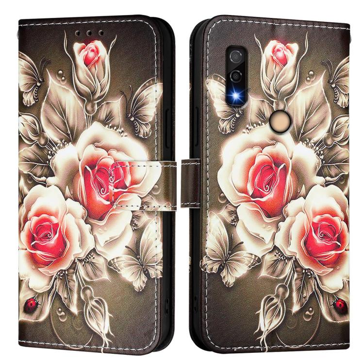 For Fujitsu Arrows We3 Colored Drawing Pattern Plain Weave Leather Phone Case