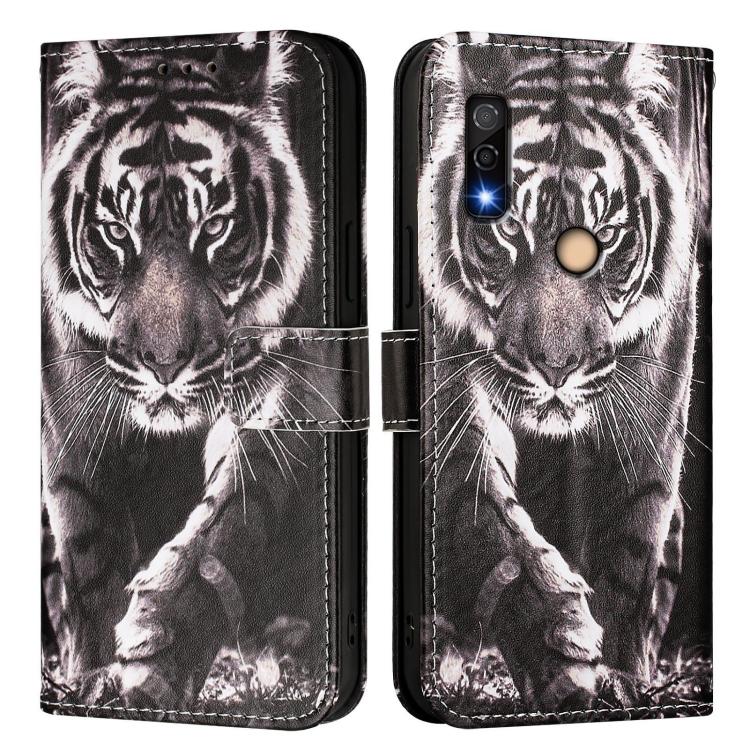 For Fujitsu Arrows We3 Colored Drawing Pattern Plain Weave Leather Phone Case
