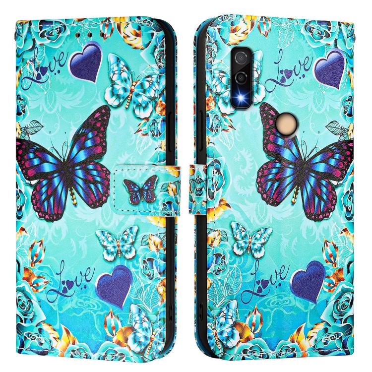 For Fujitsu Arrows We3 Colored Drawing Pattern Plain Weave Leather Phone Case