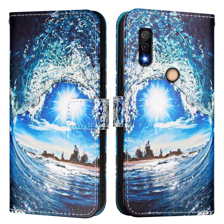 For Fujitsu Arrows We3 Colored Drawing Pattern Plain Weave Leather Phone Case