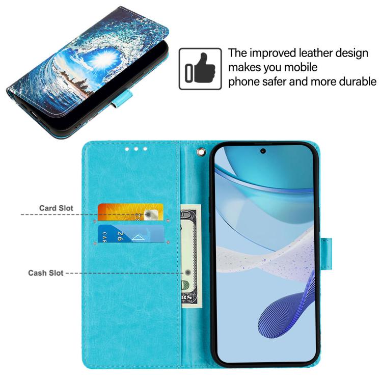 For Fujitsu Arrows We3 Colored Drawing Pattern Plain Weave Leather Phone Case