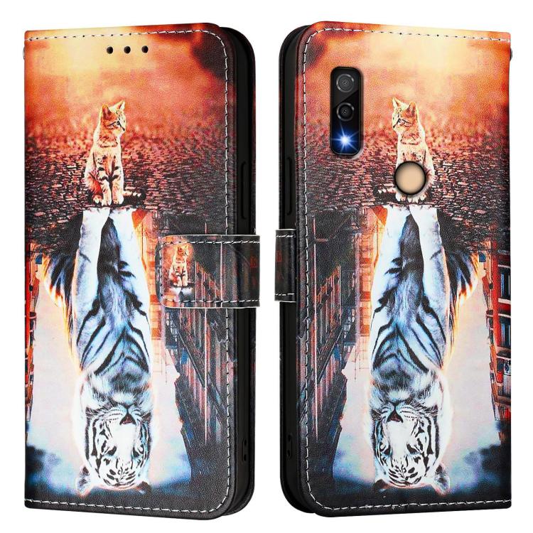 For Fujitsu Arrows We3 Colored Drawing Pattern Plain Weave Leather Phone Case
