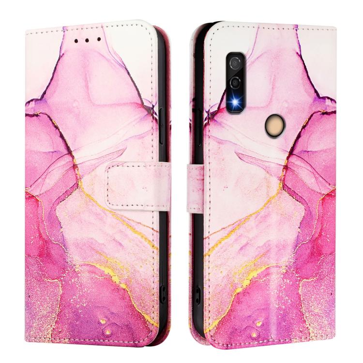 For Fujitsu Arrows We3 PT003 Marble Pattern Flip Leather Phone Case