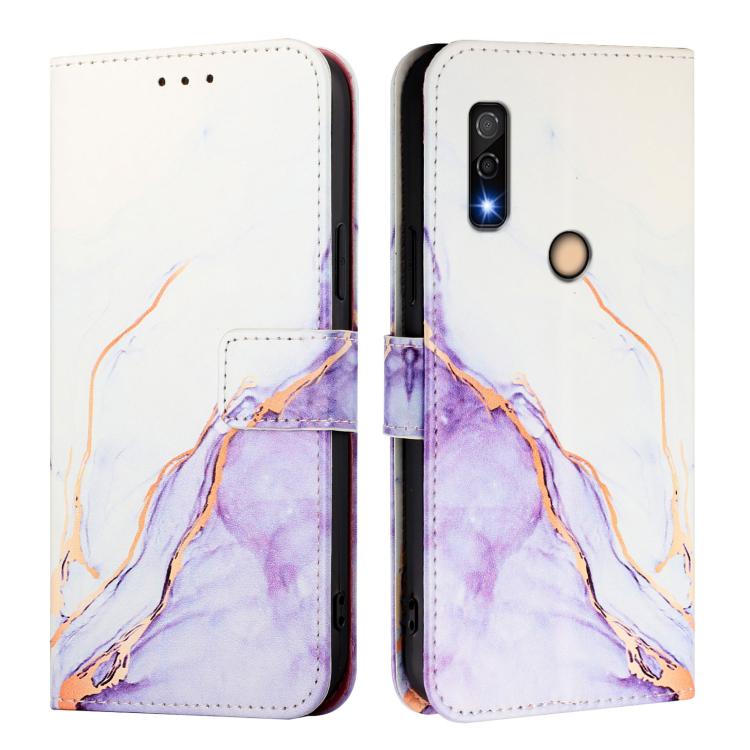 For Fujitsu Arrows We3 PT003 Marble Pattern Flip Leather Phone Case
