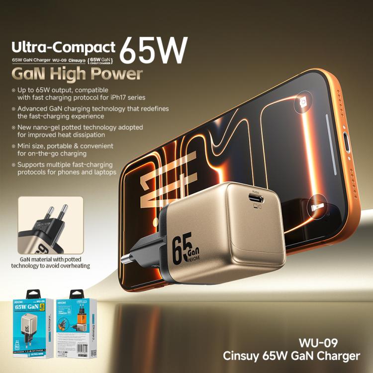 WK WU-09 Cinsuy ??65W Type-C Single Port GaN Charger, Plug Type:UK Plug