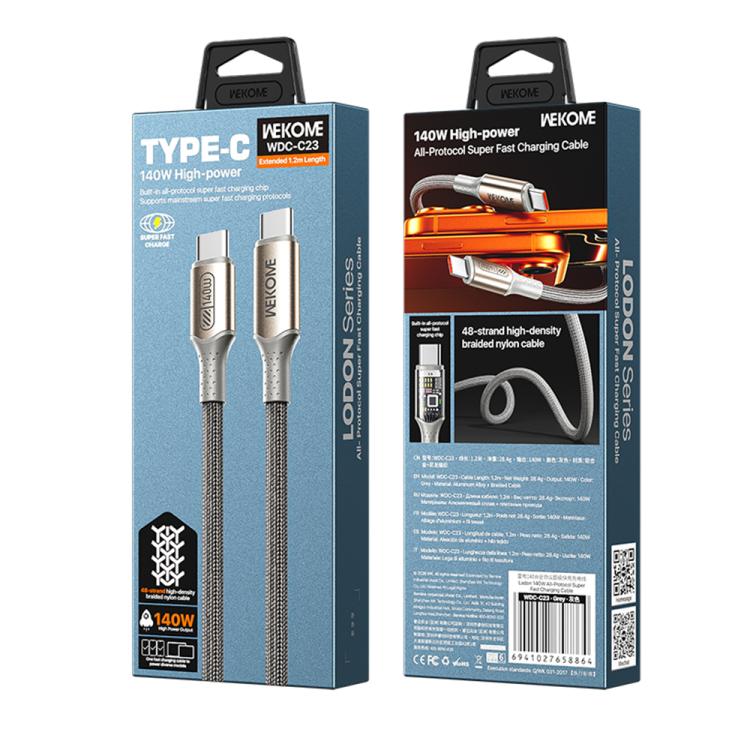 WK WDC-C23 Ladon Type-C to Type-C 140W All-Protocol Super Fast Charging Cable, Length:1.2m
