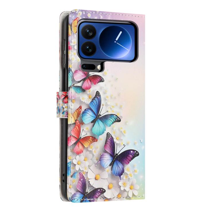 For Xiaomi 17 Pro Max Colorful Painting Vegan Leather Phone Case with Lanyard