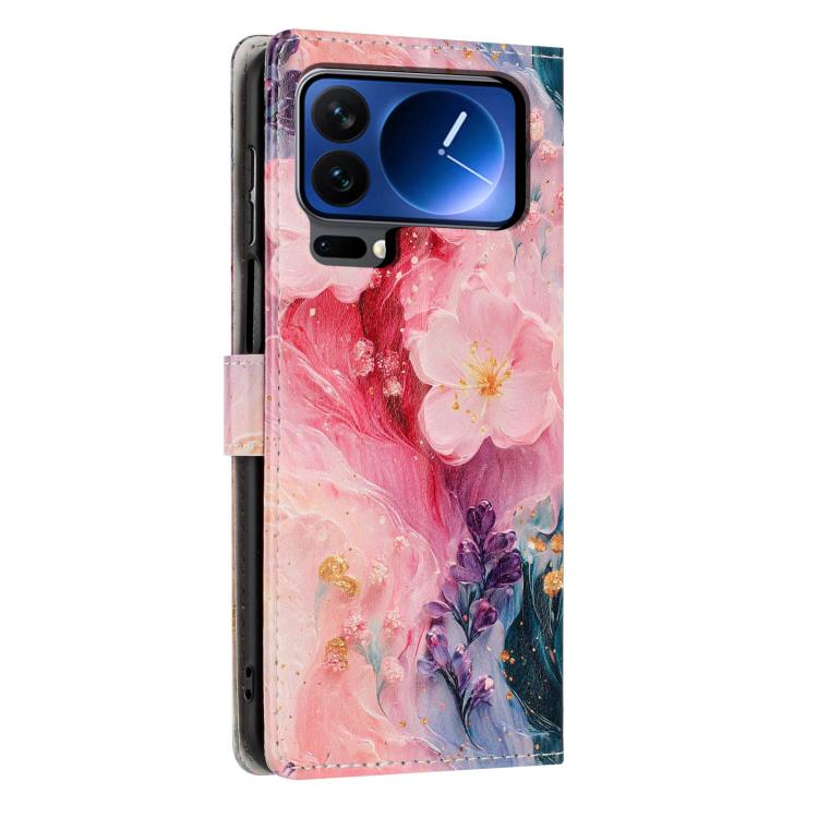 For Xiaomi 17 Pro Max Colorful Painting Vegan Leather Phone Case with Lanyard