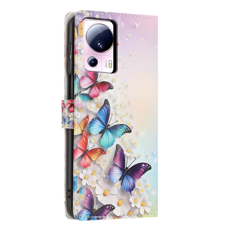 For Xiaomi 13 Lite Colorful Painting Vegan Leather Phone Case with Lanyard
